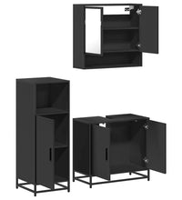 3-tlg. Badmöbel-Set Schwarz Holzwerkstoff