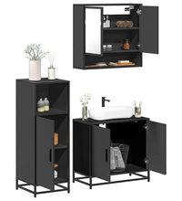 3-tlg. Badmöbel-Set Schwarz Holzwerkstoff