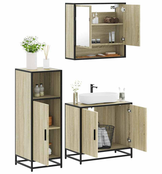 3-tlg. Badmöbel-Set Sonoma-Eiche Holzwerkstoff