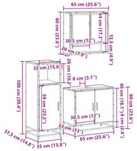 3-tlg. Badmöbel-Set Räuchereiche Holzwerkstoff