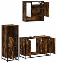 3-tlg. Badmöbel-Set Räuchereiche Holzwerkstoff