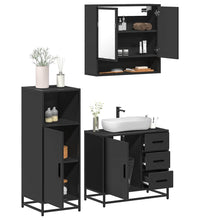 3-tlg. Badmöbel-Set Schwarz Holzwerkstoff