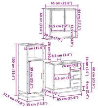 3-tlg. Badmöbel-Set Räuchereiche Holzwerkstoff