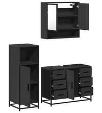 3-tlg. Badmöbel-Set Schwarz Holzwerkstoff