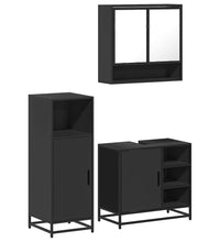 3-tlg. Badmöbel-Set Schwarz Holzwerkstoff