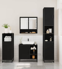 3-tlg. Badmöbel-Set Schwarz Holzwerkstoff