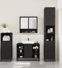 3-tlg. Badmöbel-Set Schwarz Holzwerkstoff