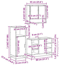 3-tlg. Badmöbel-Set Schwarz Holzwerkstoff
