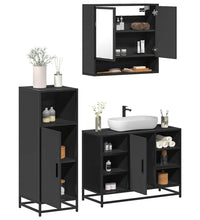 3-tlg. Badmöbel-Set Schwarz Holzwerkstoff