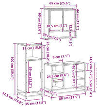 3-tlg. Badmöbel-Set Räuchereiche Holzwerkstoff