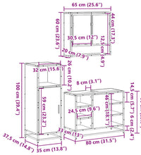 3-tlg. Badmöbel-Set Braun Eichen-Optik Holzwerkstoff