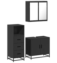 3-tlg. Badmöbel-Set Schwarz Holzwerkstoff