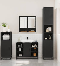 3-tlg. Badmöbel-Set Schwarz Holzwerkstoff