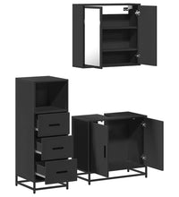 3-tlg. Badmöbel-Set Schwarz Holzwerkstoff