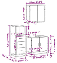 3-tlg. Badmöbel-Set Räuchereiche Holzwerkstoff