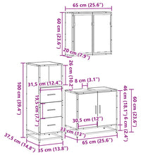 3-tlg. Badmöbel-Set Grau Sonoma Holzwerkstoff