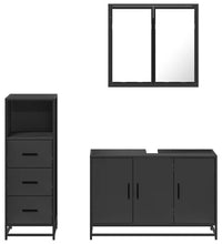 3-tlg. Badmöbel-Set Schwarz Holzwerkstoff