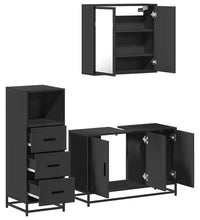 3-tlg. Badmöbel-Set Schwarz Holzwerkstoff
