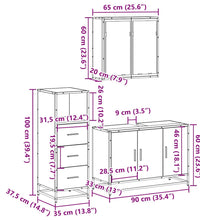 3-tlg. Badmöbel-Set Schwarz Holzwerkstoff