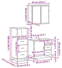 3-tlg. Badmöbel-Set Räuchereiche Holzwerkstoff