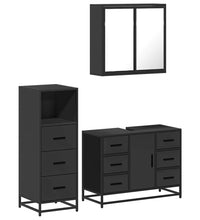 3-tlg. Badmöbel-Set Schwarz Holzwerkstoff