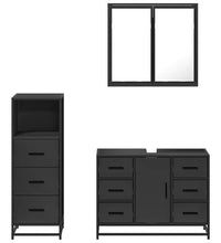 3-tlg. Badmöbel-Set Schwarz Holzwerkstoff