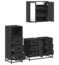 3-tlg. Badmöbel-Set Schwarz Holzwerkstoff