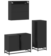 3-tlg. Badmöbel-Set Schwarz Holzwerkstoff