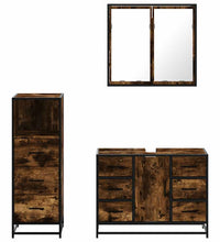 3-tlg. Badmöbel-Set Räuchereiche Holzwerkstoff