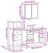 3-tlg. Badmöbel-Set Räuchereiche Holzwerkstoff