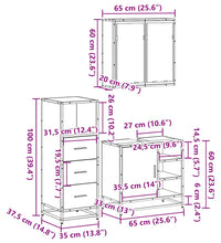 3-tlg. Badmöbel-Set Räuchereiche Holzwerkstoff