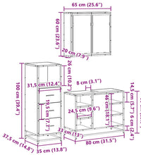 3-tlg. Badmöbel-Set Räuchereiche Holzwerkstoff