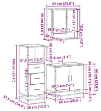 3-tlg. Badmöbel-Set Räuchereiche Holzwerkstoff