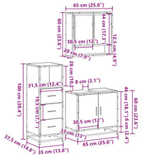 3-tlg. Badmöbel-Set Grau Sonoma Holzwerkstoff