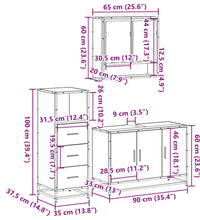 3-tlg. Badmöbel-Set Räuchereiche Holzwerkstoff