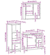 3-tlg. Badmöbel-Set Schwarz Holzwerkstoff