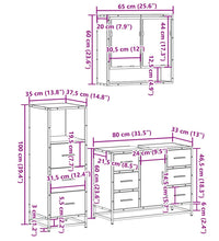 3-tlg. Badmöbel-Set Schwarz Holzwerkstoff