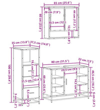 3-tlg. Badmöbel-Set Schwarz Holzwerkstoff