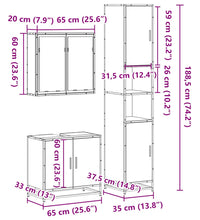 3-tlg. Badmöbel-Set Schwarz Holzwerkstoff