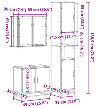 3-tlg. Badmöbel-Set Räuchereiche Holzwerkstoff