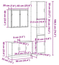 3-tlg. Badmöbel-Set Schwarz Holzwerkstoff