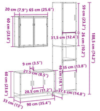 3-tlg. Badmöbel-Set Grau Sonoma Holzwerkstoff