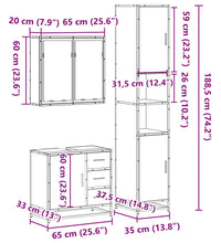 3-tlg. Badmöbel-Set Schwarz Holzwerkstoff