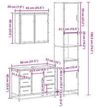 3-tlg. Badmöbel-Set Räuchereiche Holzwerkstoff