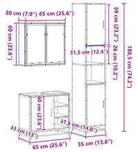 3-tlg. Badmöbel-Set Räuchereiche Holzwerkstoff