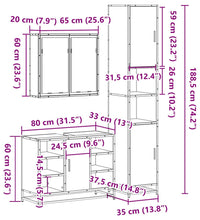 3-tlg. Badmöbel-Set Räuchereiche Holzwerkstoff