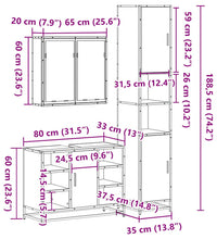 3-tlg. Badmöbel-Set Grau Sonoma Holzwerkstoff