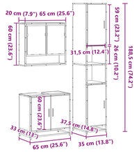 3-tlg. Badmöbel-Set Räuchereiche Holzwerkstoff