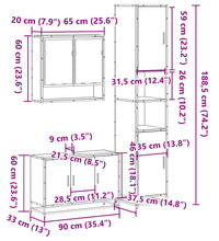 3-tlg. Badmöbel-Set Schwarz Holzwerkstoff