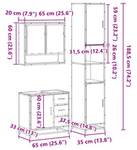 3-tlg. Badmöbel-Set Schwarz Holzwerkstoff